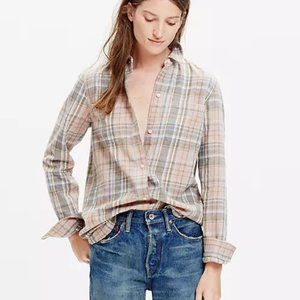 Madewell Womens Ex-Boyfriend Shirt Long Sleeve Button Up In Camden Plaid Size M